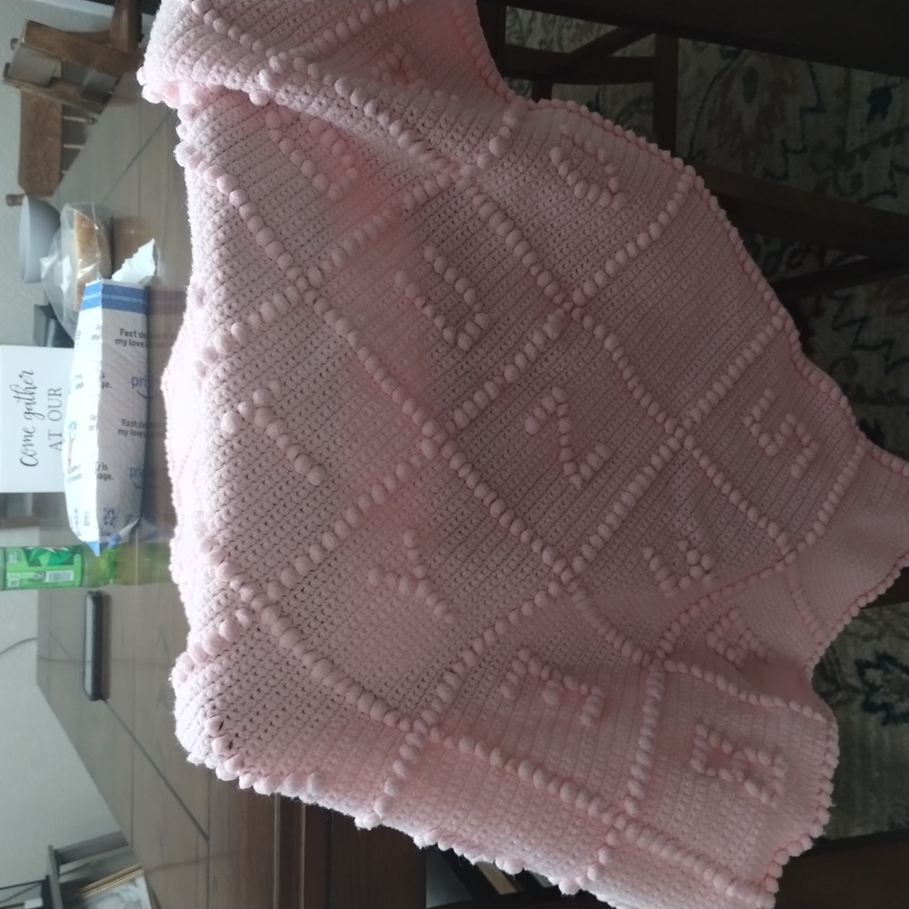 Soft Pink Knitted Throw Blanket
